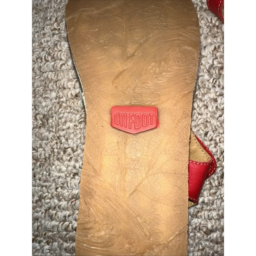 Women's On Foot 'Tucson' Sandal‎ Red Sz 37 - US size 6.5 - Made In Spain EUC